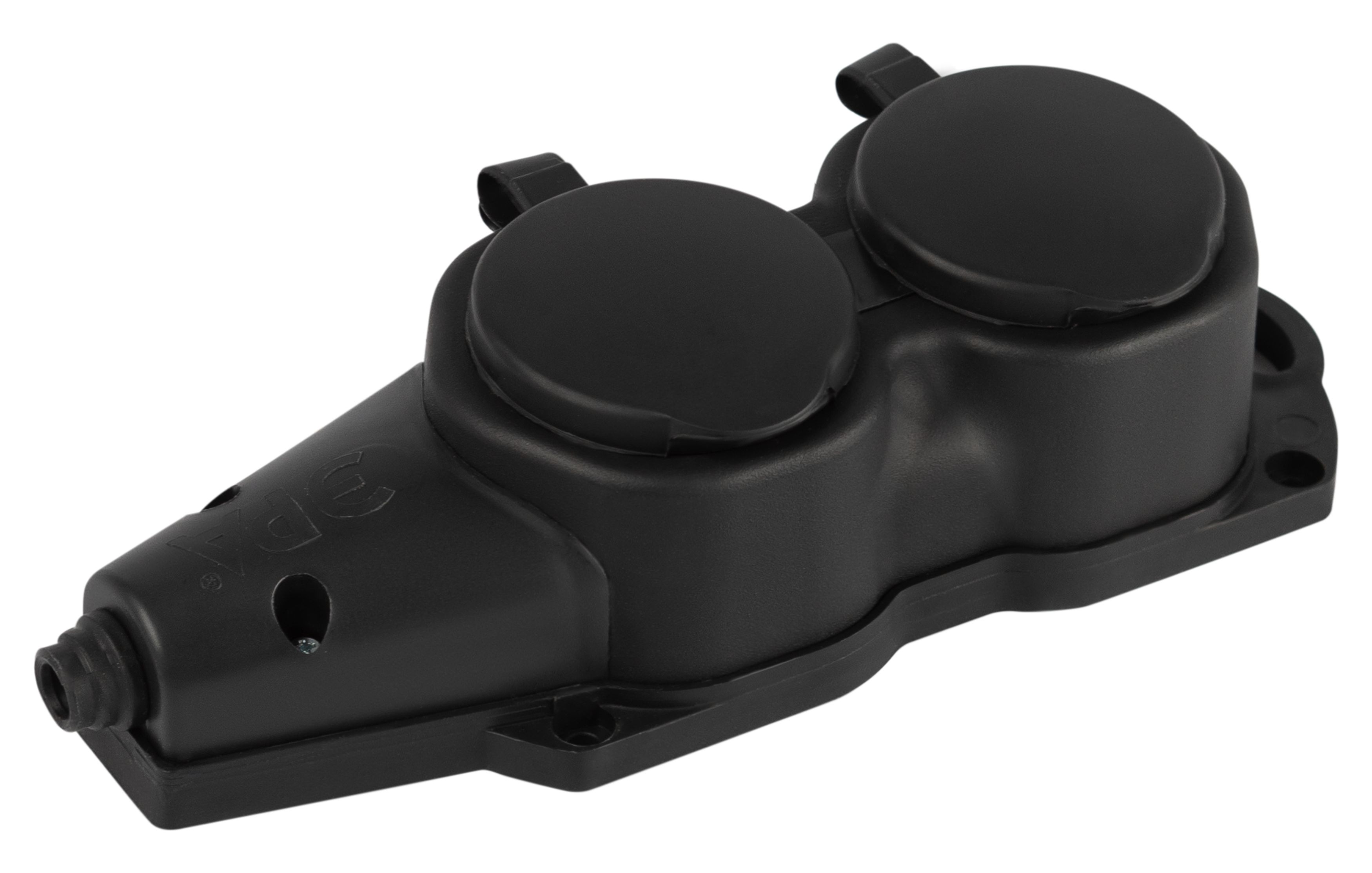 Колодка ЭРА KX-2e-B-IP44 каучуковая с заземлением 2 розетки 16A IP44 черная