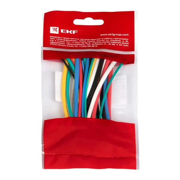 Набор ТУТ нг: 6 цветов по 5шт. Разного диаметра (1/0,5; 1,5/0,75; 2/1; 2,5/1,25; 3/1,5) 100мм. EKF PROxima