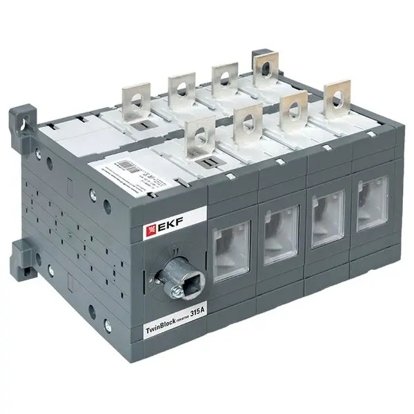 Рубильник 315A 4P реверсивный без рукоятки управления TwinBlock EKF Рубильник 315A 4P реверсивный без рукоятки управления TwinBlock EKF