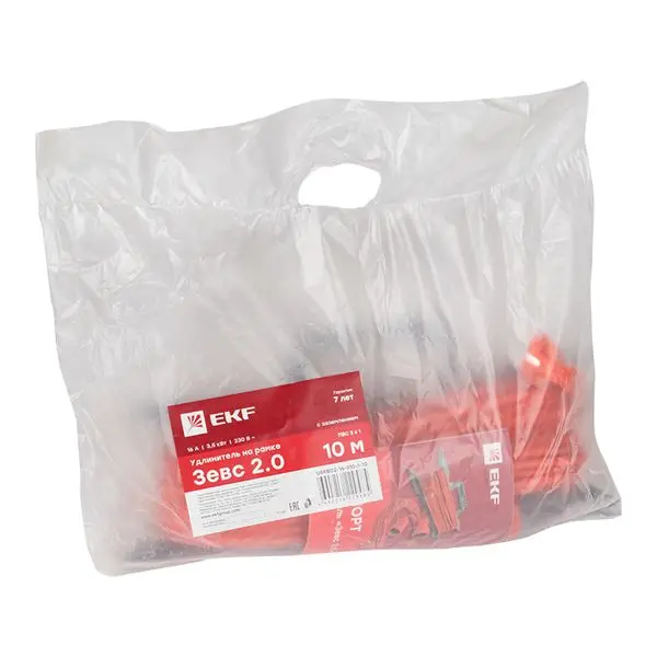 Удлинитель на рамке "Зевс 2.0" 10м с заземлением ПВС 3*1,0 16А/3,5кВт PROxima EKF