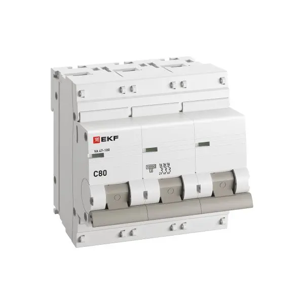 Автоматический выключатель 3P 80А (C) 10kA ВА 47-100 EKF PROxima