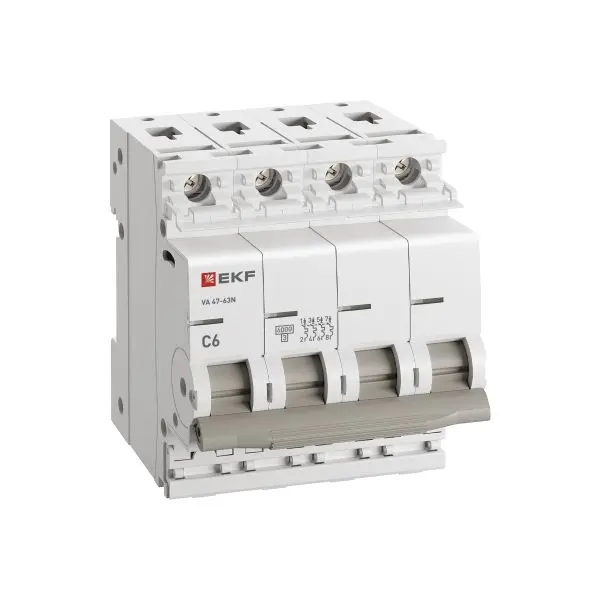 Автоматический выключатель 4P 6А (C) 6кА ВА 47-63N EKF PROxima Автоматический выключатель 4P 6А (C) 6кА ВА 47-63N EKF PROxima