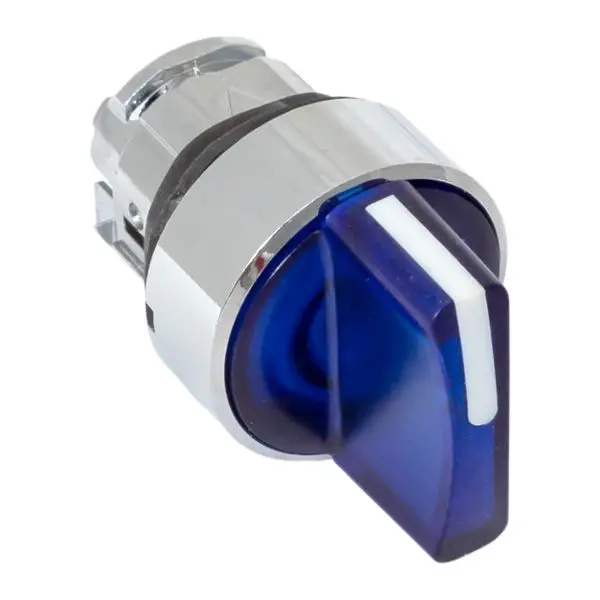 Исполнительный механизм переключателя ХB4 синий на 3 положения возвратный без фиксации, с подсветкой с короткой ручкой EKF PROxima
