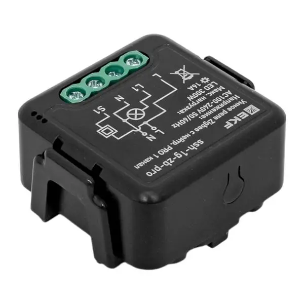 Умное реле в подрозетник 1-канальное с нейтралью 16А Zigbee EKF Connect Select PRO Умное реле в подрозетник 1-канальное с нейтралью 16А Zigbee EKF Connect Select PRO