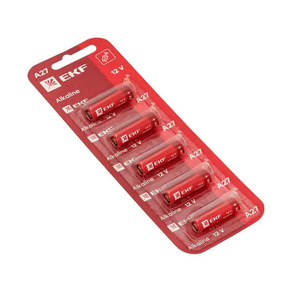 Алкалиновая батарейка типа А27 для сигнализаций блистер 5шт. EKF Алкалиновая батарейка типа А27 для сигнализаций блистер 5шт. EKF