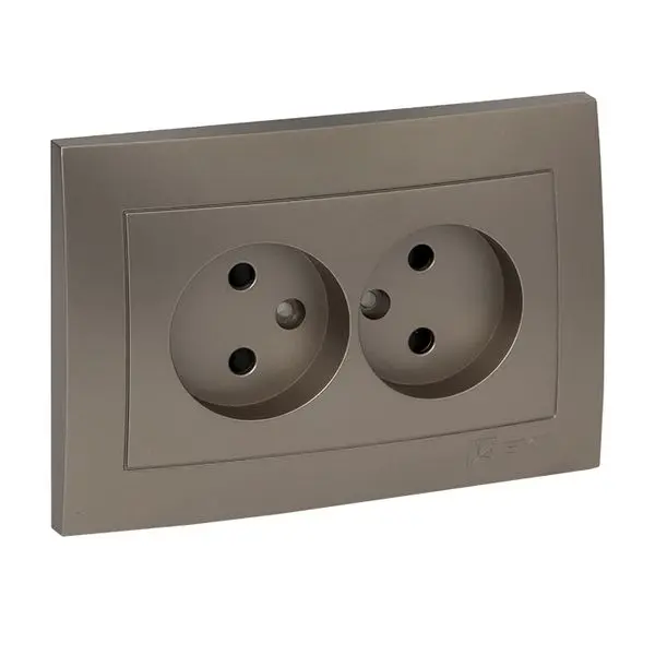 Валенсия лицевая панель розетка 2-местной б/з 10А кашемир с защ. штор. EKF PROxima Валенсия лицевая панель розетка 2-местной б/з 10А кашемир с защ. штор. EKF PROxima