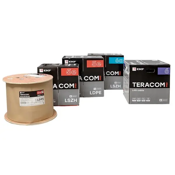 Кабель витая пара TERACOM PRO Cat.5E U/UTP 4 пары solid внешний 24AWG оболочка LDPE цвет черный (упак. 305м) Кабель витая пара TERACOM PRO Cat.5E U/UTP 4 пары solid внешний 24AWG оболочка LDPE цвет черный (упак. 305м)