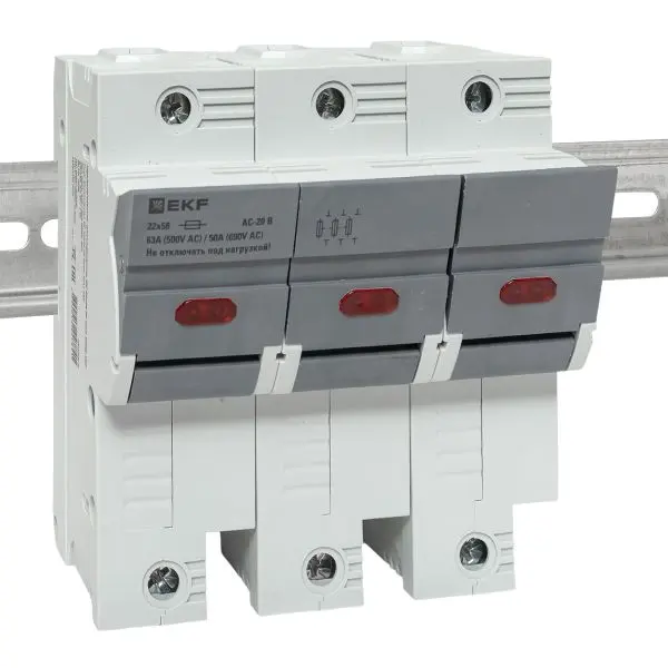 Предохранитель-разъединитель DF 22х58 3Р (тип ПВЦ) EKF Предохранитель-разъединитель DF 22х58 3Р (тип ПВЦ) EKF