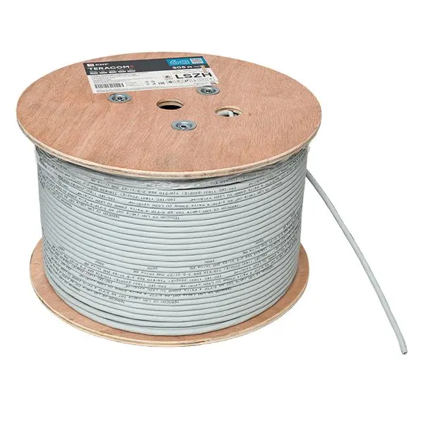 Кабель витая пара TERACOM CS Cat.6A S/FTP 4 пары solid 0,57мм оболочка LSZH нг(А)-HF цвет серый (упак. 305м) Кабель витая пара TERACOM CS Cat.6A S/FTP 4 пары solid 0,57мм оболочка LSZH нг(А)-HF цвет серый (упак. 305м)