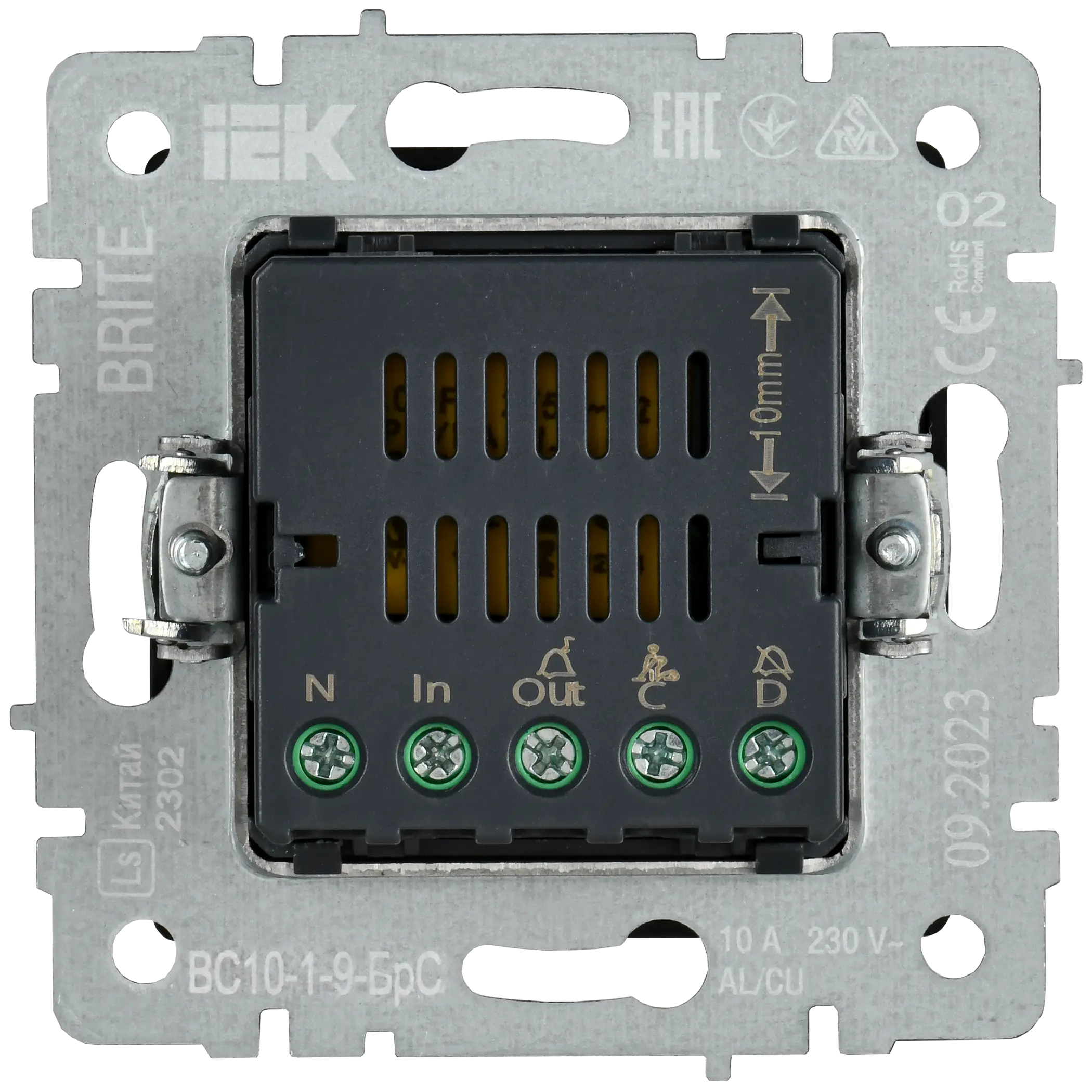 BRITE Кнопка звонка с индикацией для отелей 10А ВС10-1-9-БрС сталь IEK