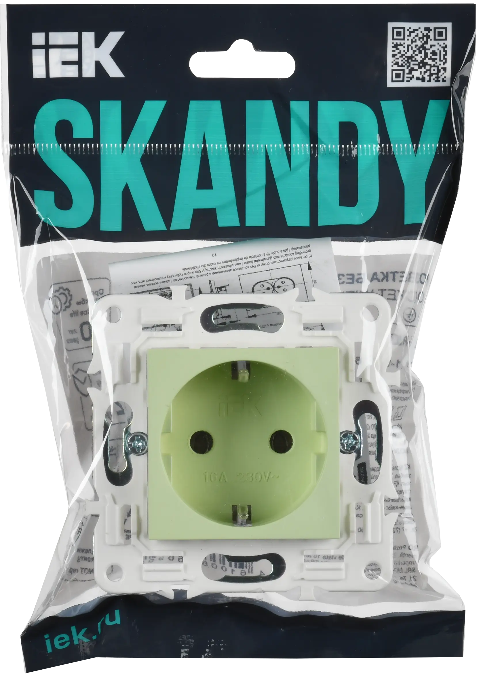 SKANDY Розетка с заземлением без защитных шторок 16А SK-R05G мятный IEK SKANDY Розетка с заземлением без защитных шторок 16А SK-R05G мятный IEK