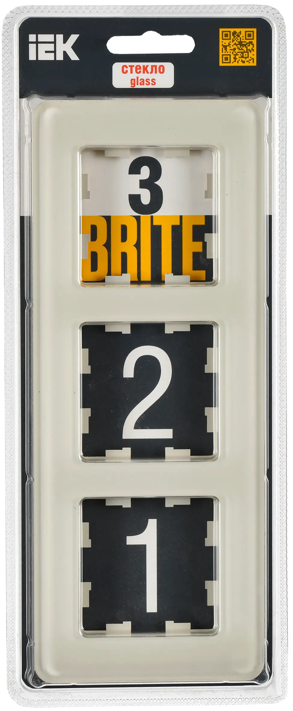BRITE Рамка 3-местная РУ-3-2-Бр стекло песчаный RE IEK