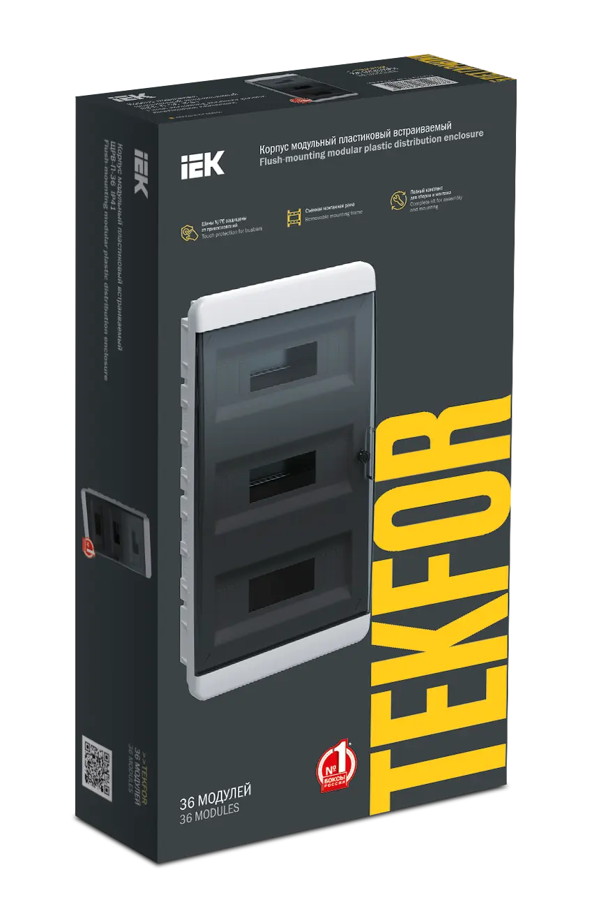 TEKFOR Корпус пластиковый ЩРВ-П-36 IP41 черная прозрачная дверь IEK TEKFOR Корпус пластиковый ЩРВ-П-36 IP41 черная прозрачная дверь IEK