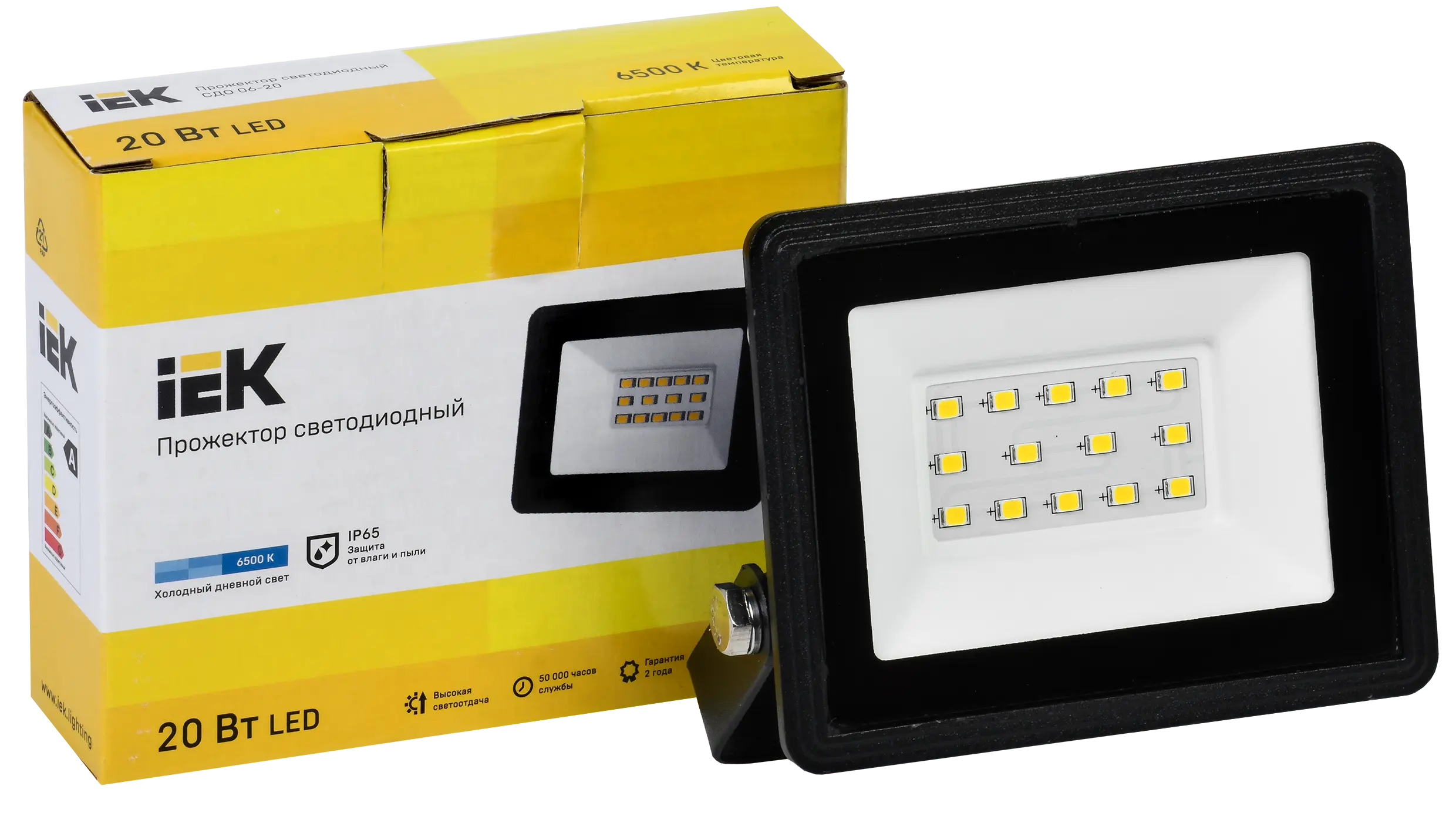 Прожектор СДО 06-20 светодиодный черный IP65 6500K IEK
