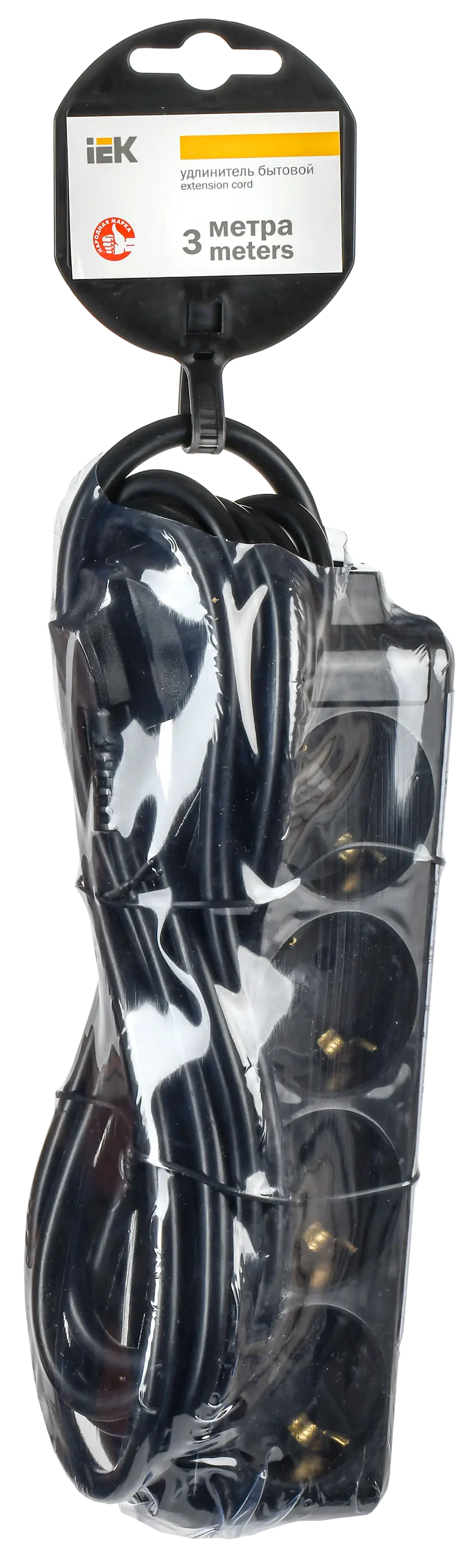 Удлинитель У04 4 места с заземлением 3м 3х1мм2 16А/250В черный IEK Удлинитель У04 4 места с заземлением 3м 3х1мм2 16А/250В черный IEK
