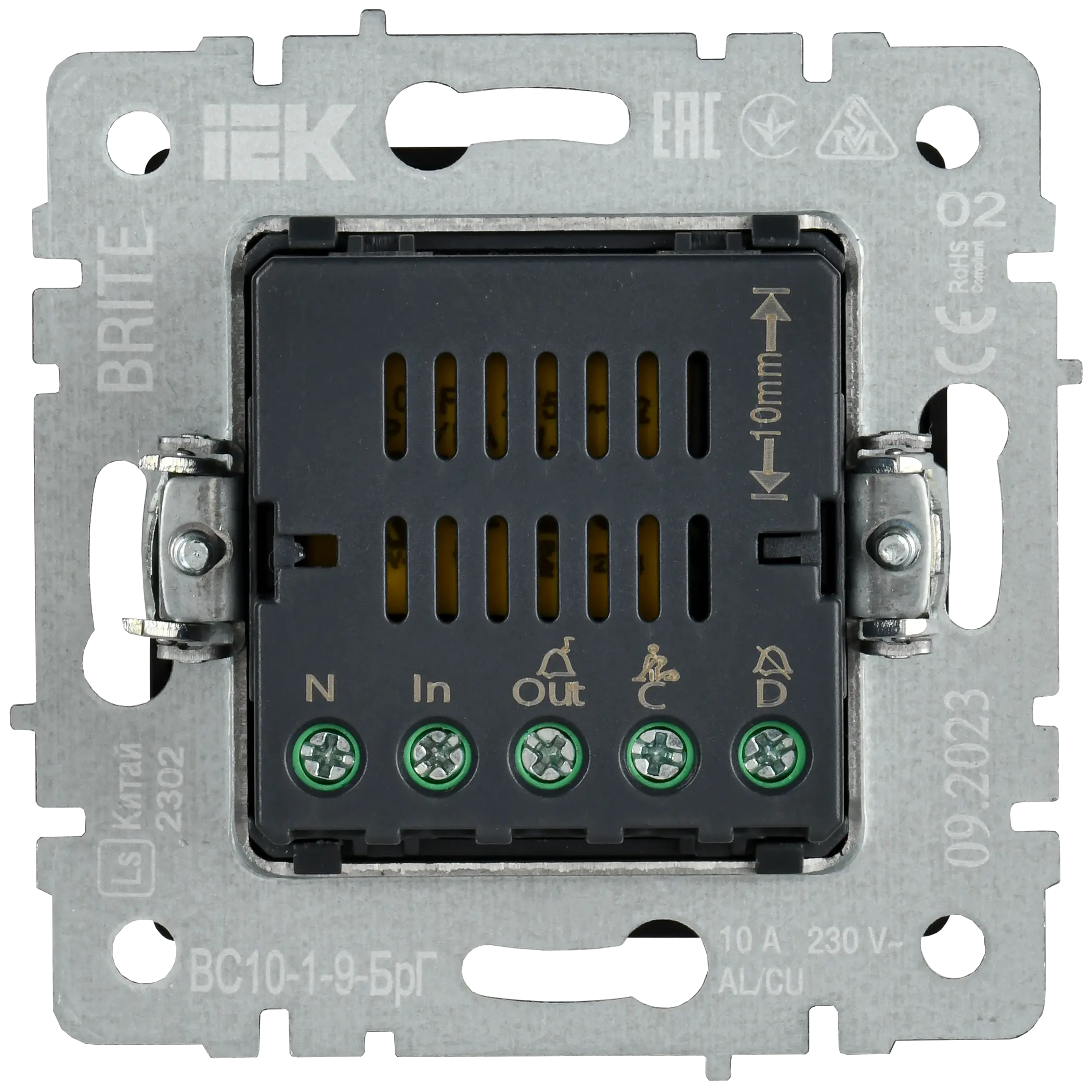 BRITE Кнопка звонка с индикацией для отелей 10А ВС10-1-9-БрГ графит IEK