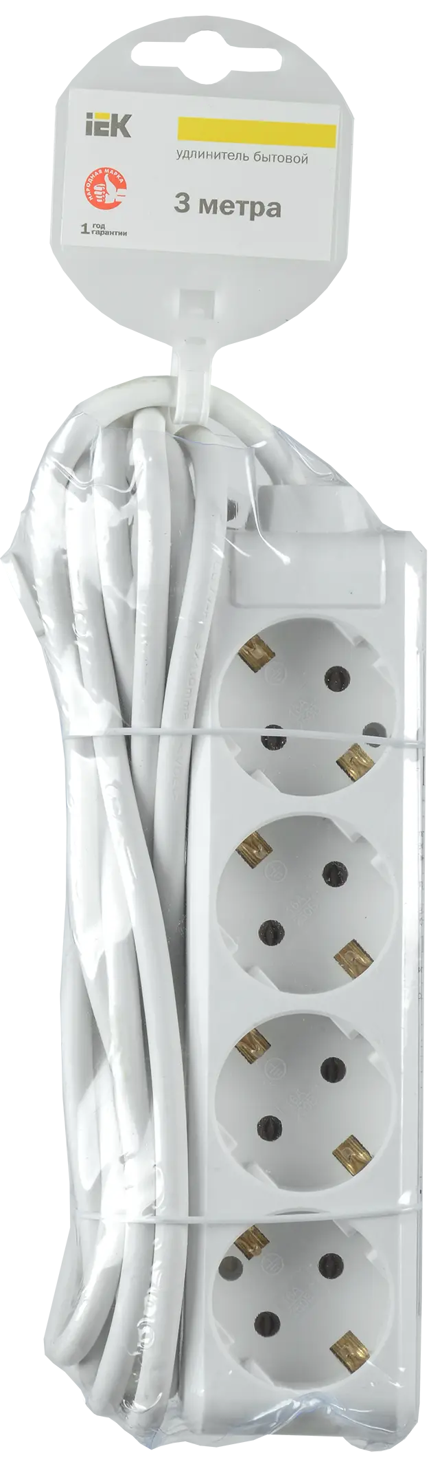 Удлинитель У04 4 места с заземлением 3м 3х1мм2 16А/250 IEK Удлинитель У04 4 места с заземлением 3м 3х1мм2 16А/250 IEK