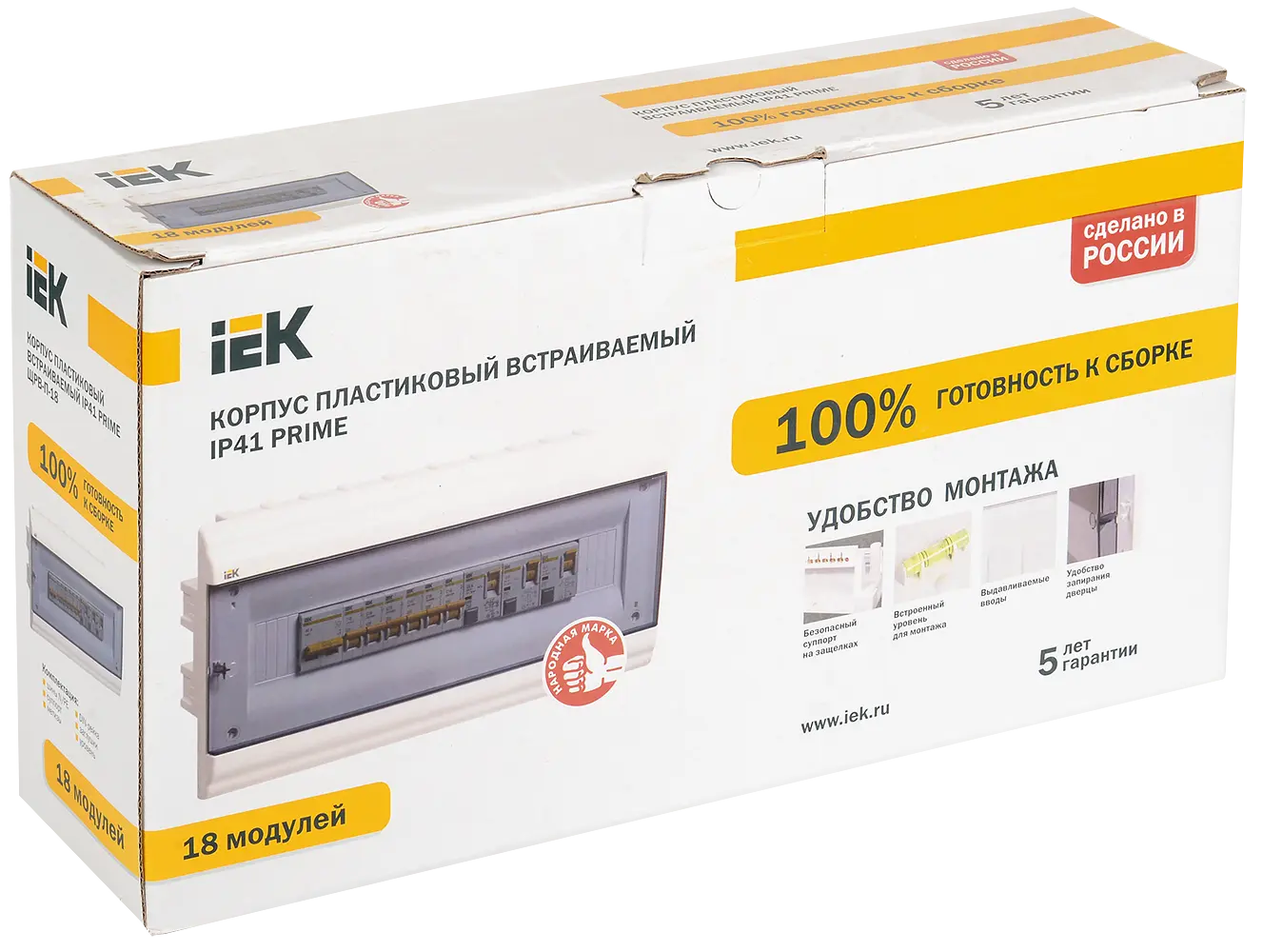 PRIME Корпус пластиковый ЩРВ-П-18 модулей встраиваемый белый IP41 IEK
