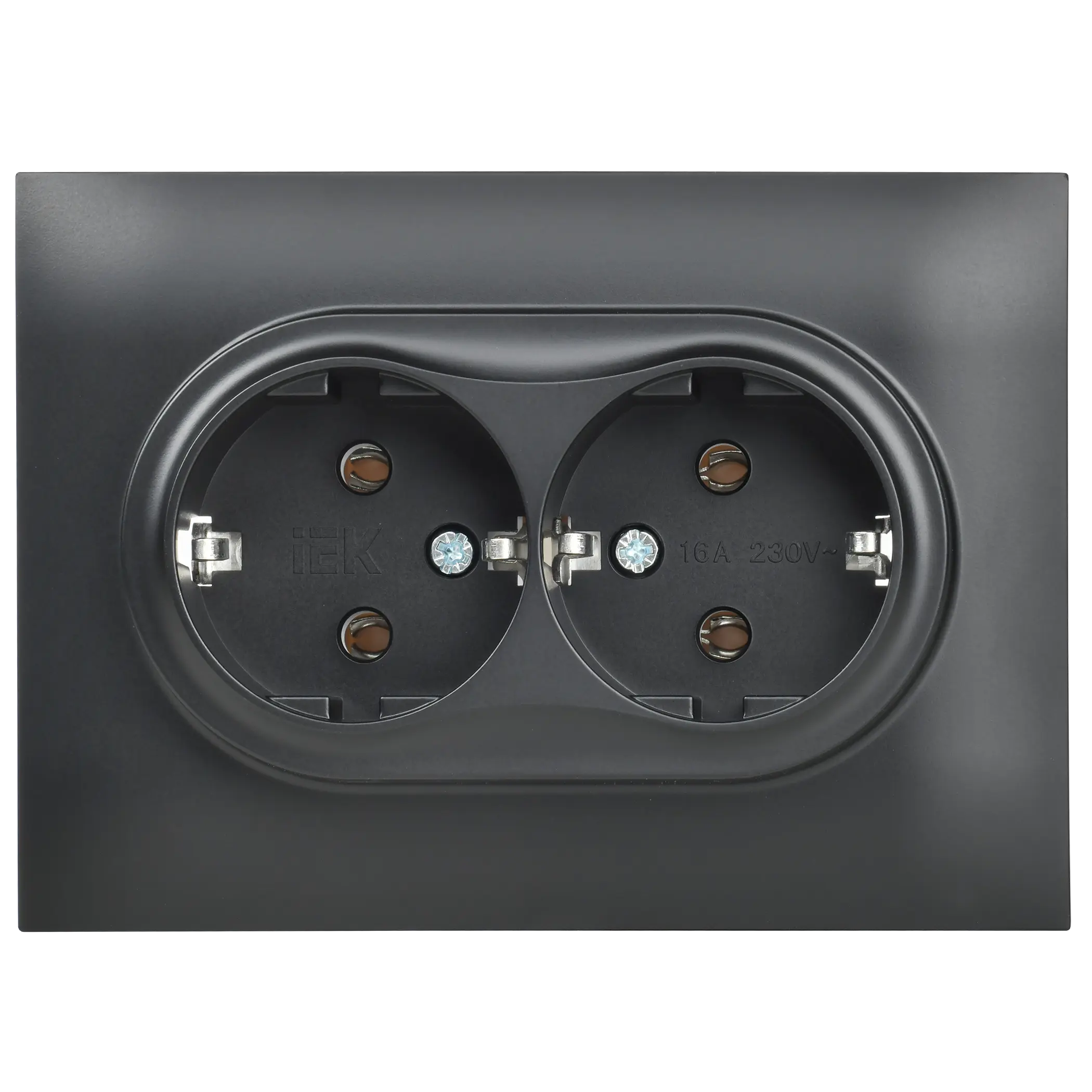 SKANDY Розетка 2-местная с заземлением без защитных шторок 16А в сборе SK-R08Bl черный IEK SKANDY Розетка 2-местная с заземлением без защитных шторок 16А в сборе SK-R08Bl черный IEK