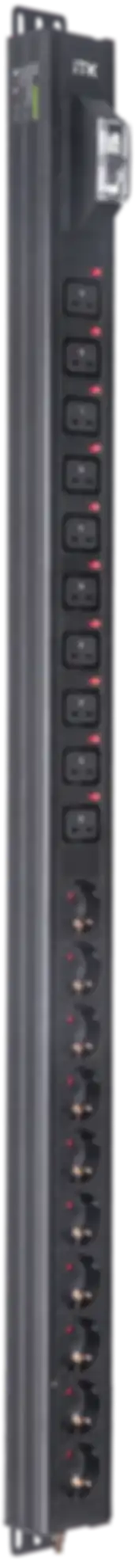 ITK BASE PDU вертикальный PV1101 24U 1 фаза 16А 10 розеток SCHUKO (немецкий стандарт) + 10 розеток C19 без кабеля с входным разъемом C20